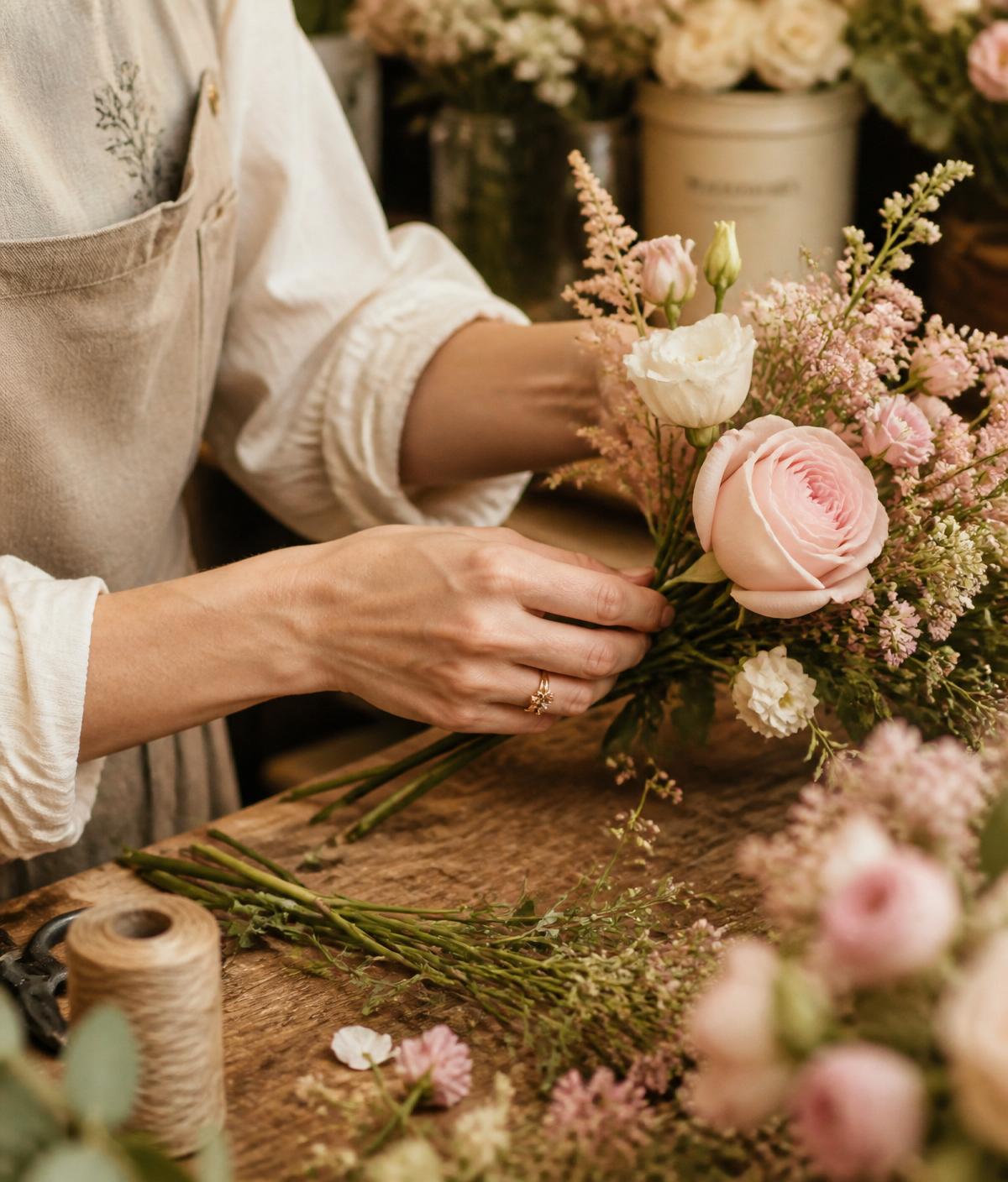 Fiorista di Visnu Flowers al lavoro
