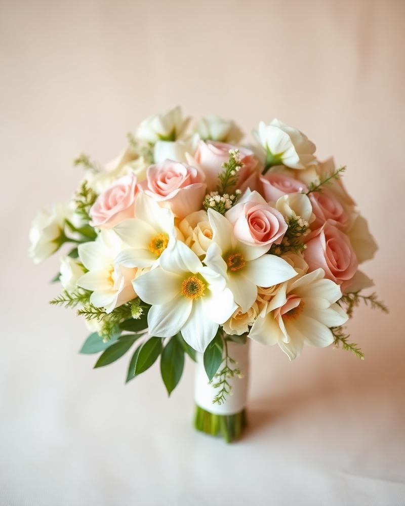 Bouquet da sposa bianco e rosa